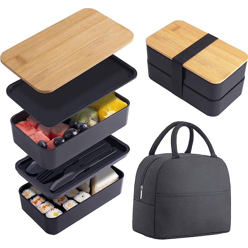 Meal Prep Burrito - Caja Bento apilable con utensilios, compartimento